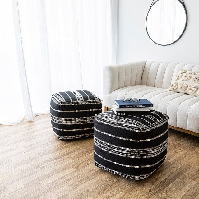 Spanish Banks Pouf - Black Stripe