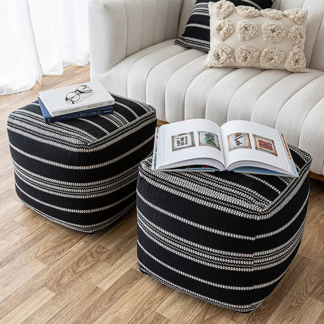 Spanish Banks Pouf - Black Stripe