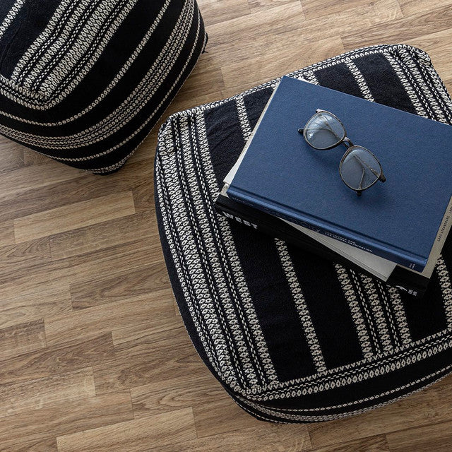 Spanish Banks Pouf - Black Stripe