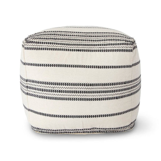Spanish Banks Pouf - White Stripe