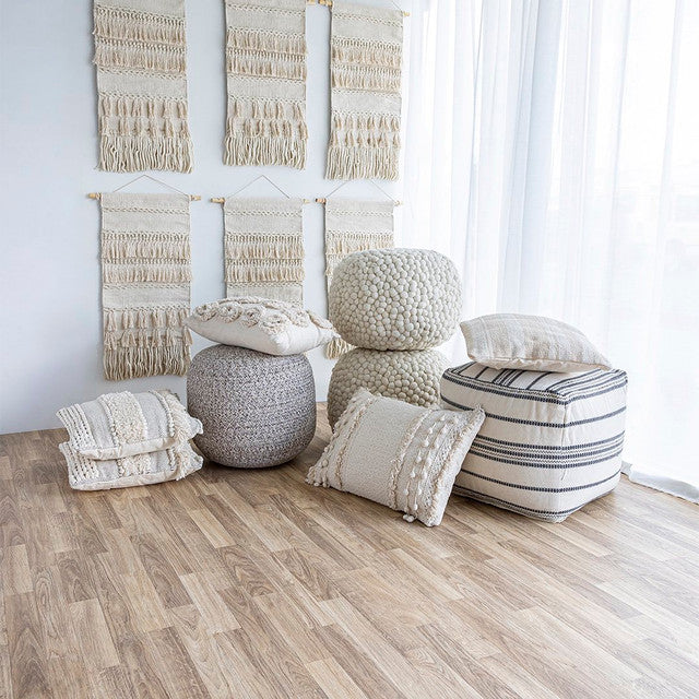 Spanish Banks Pouf - White Stripe