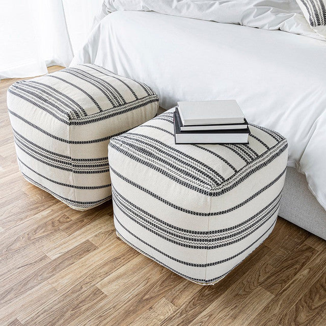 Spanish Banks Pouf - White Stripe