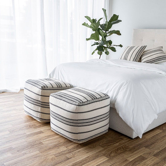 Spanish Banks Pouf - White Stripe