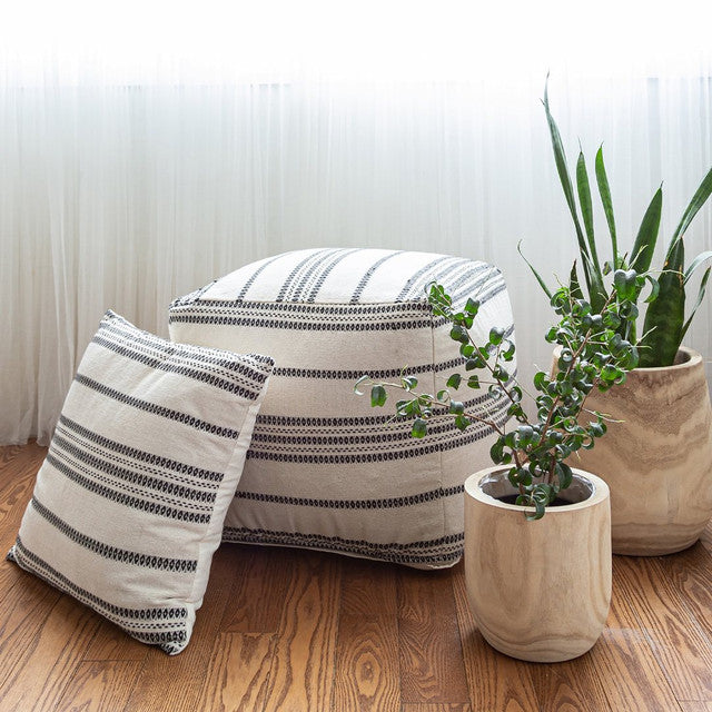 Spanish Banks Pouf - White Stripe