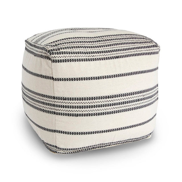 Spanish Banks Pouf - White Stripe