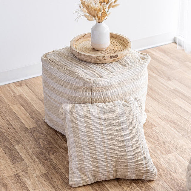 Spanish Banks Stripe Pouf - Natural