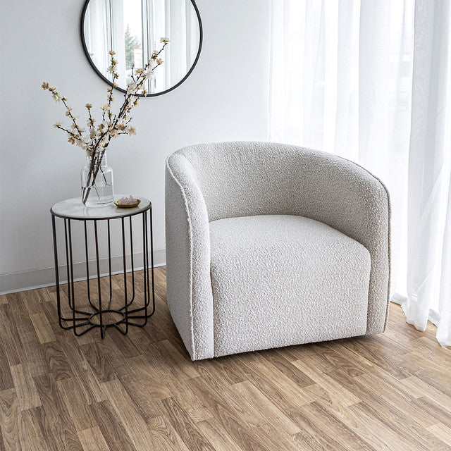Arbutus Swivel Chair - Off White Boucle