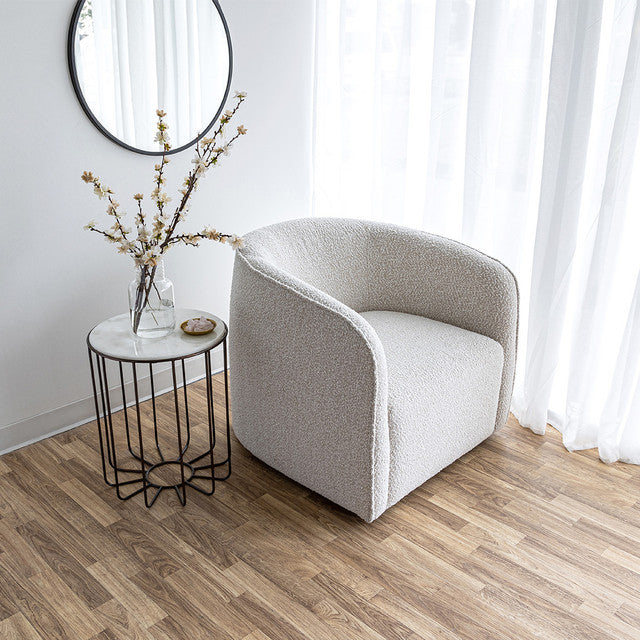 Arbutus Swivel Chair - Off White Boucle