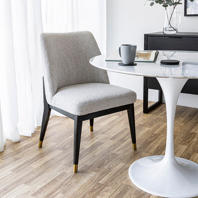 Fraserview Dining Chair - Dark Base - Taupe Boucle