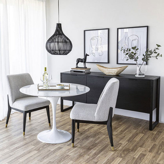 Fraserview Dining Chair - Dark Base - Taupe Boucle