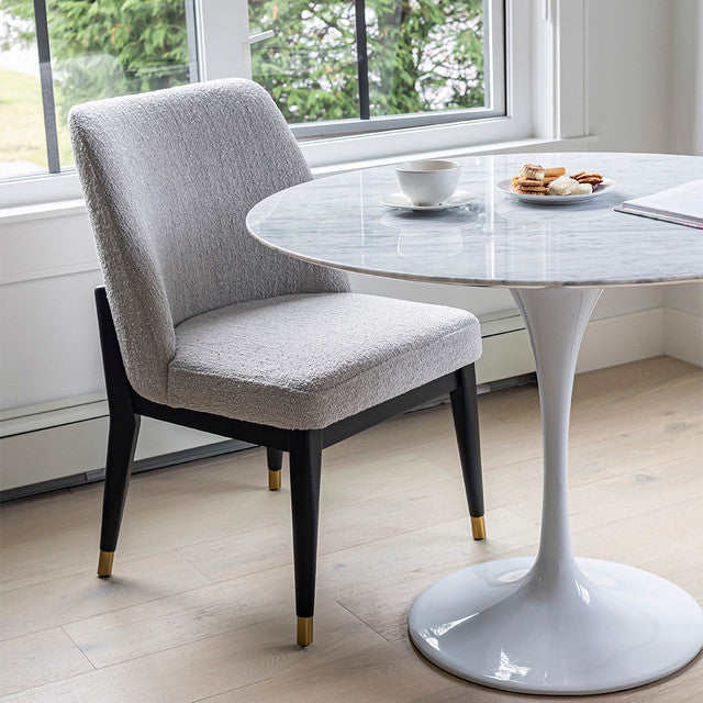 Fraserview Dining Chair - Dark Base - Taupe Boucle