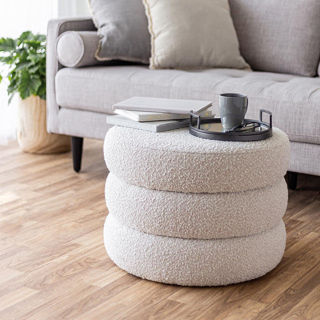 Lions Ottoman - Off White Boucle - S