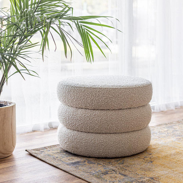 Lions Ottoman - Off White Boucle - S