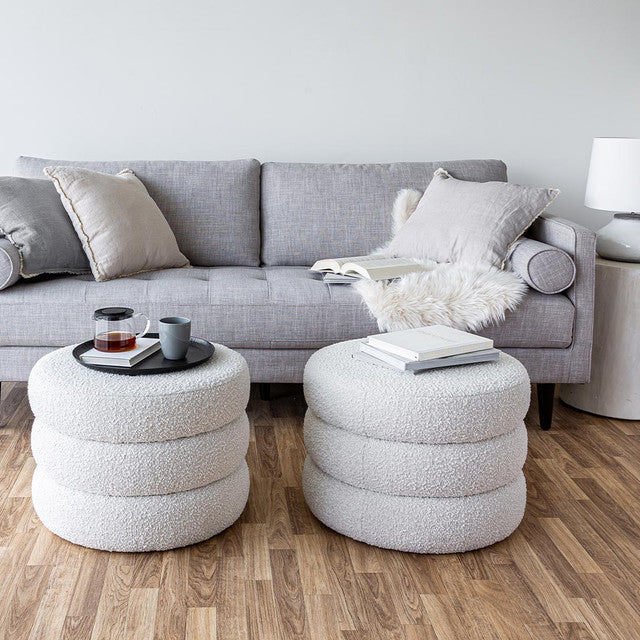 Lions Ottoman - Off White Boucle - S