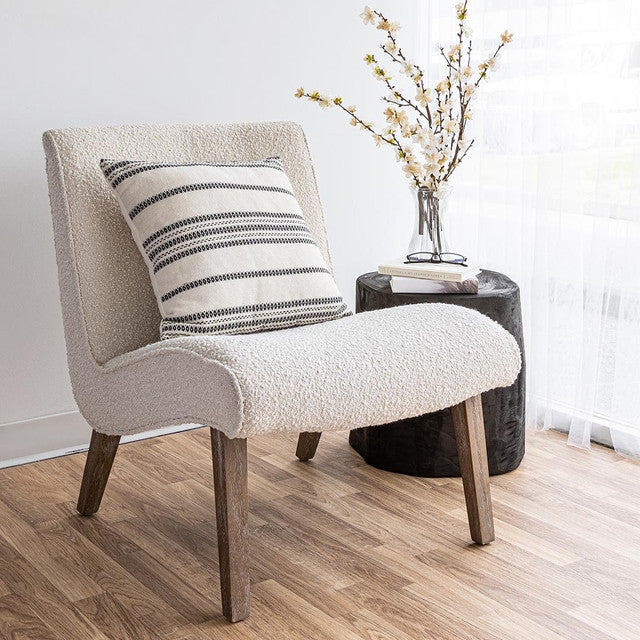 Almond Accent Chair - Cream Boucle