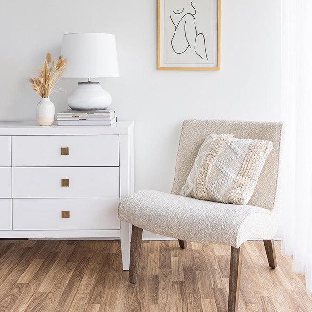 Almond Accent Chair - Cream Boucle