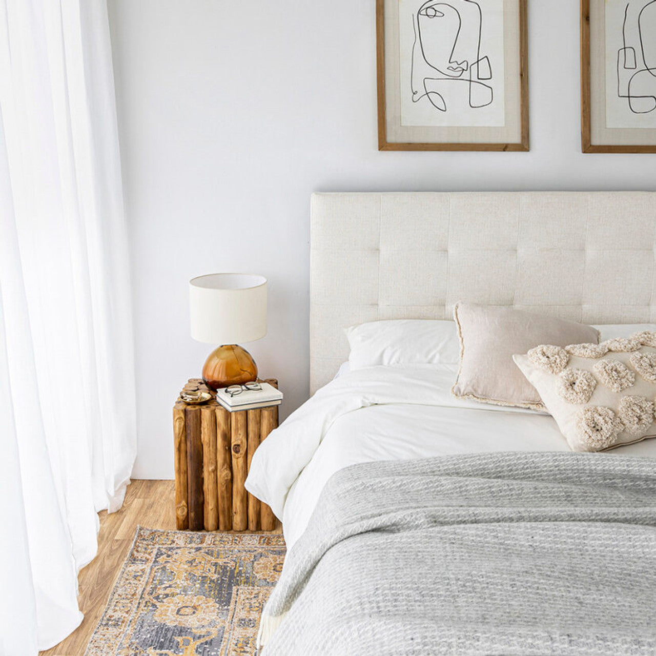 Jericho King Storage Bed - Cream