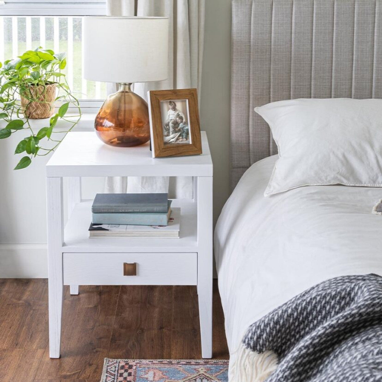Sunset Drawer Accent Table - White