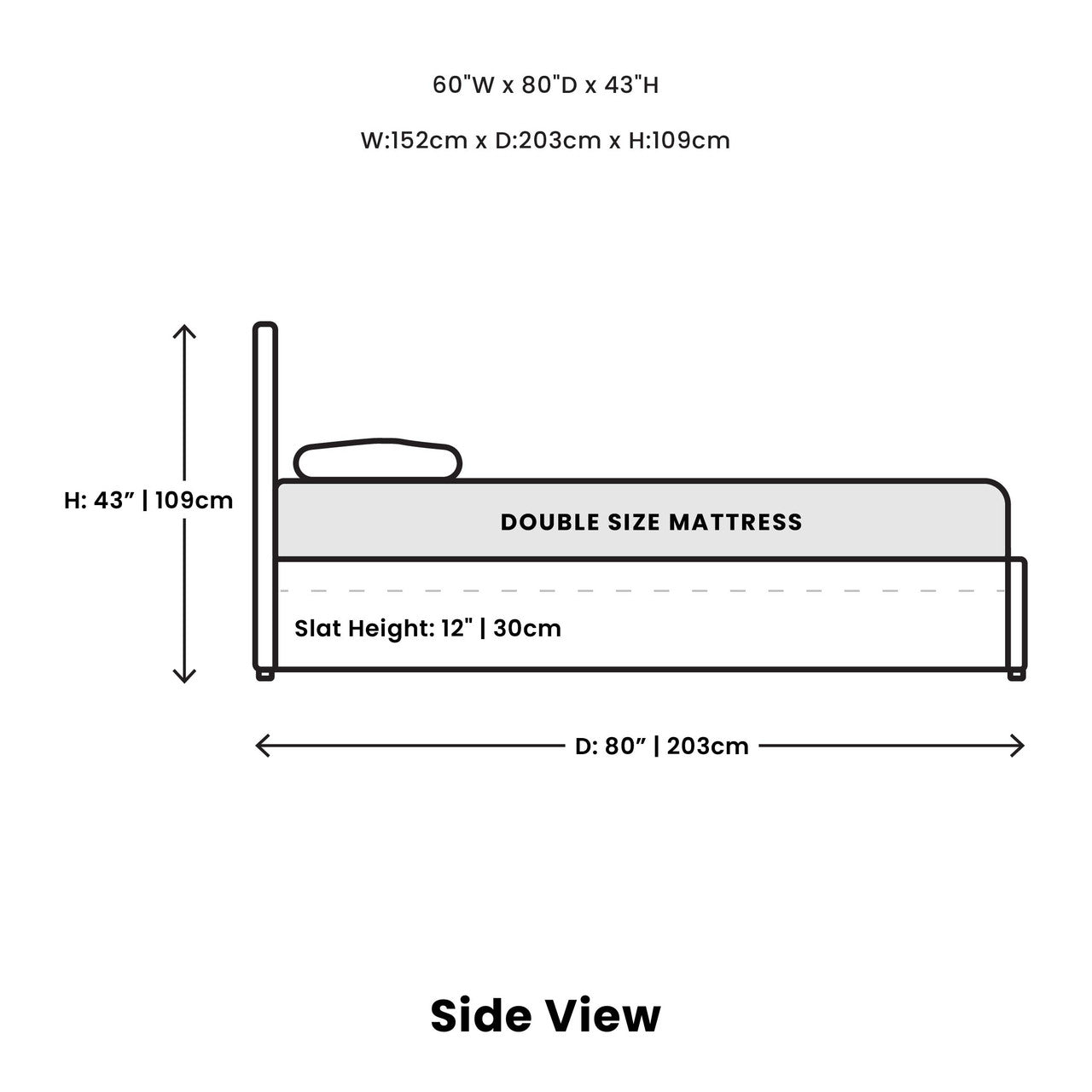 Seymour Double Bed - Stone