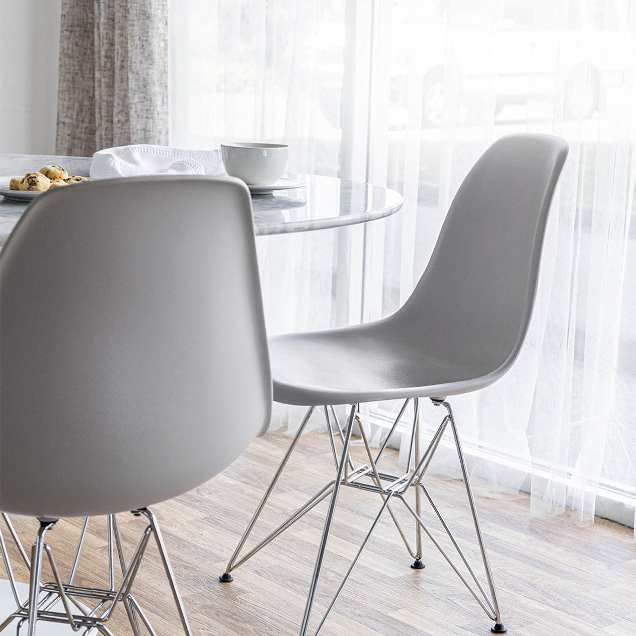 Fairview Chair - Grey Seat Chrome Base