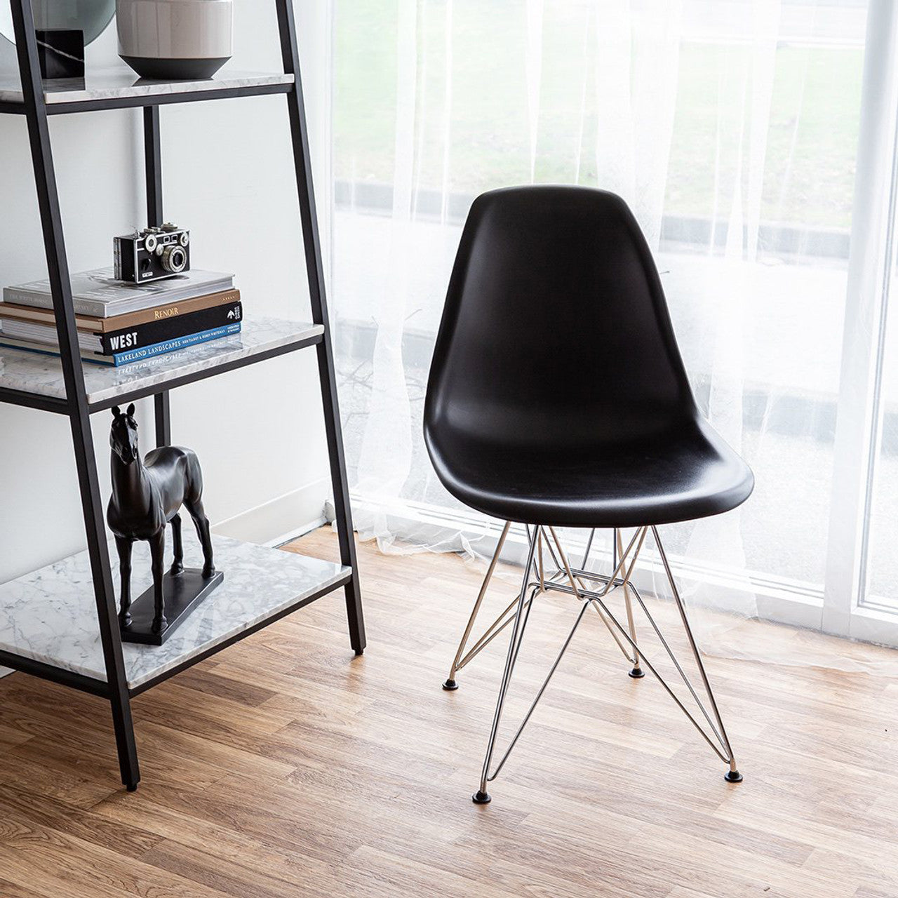 Fairview Chair - Black Seat Chrome Base