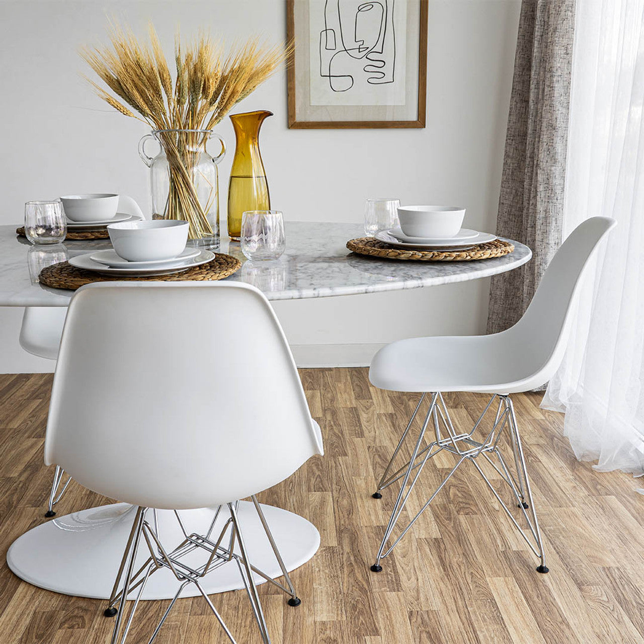 Fairview Chair - White Seat Chrome Base