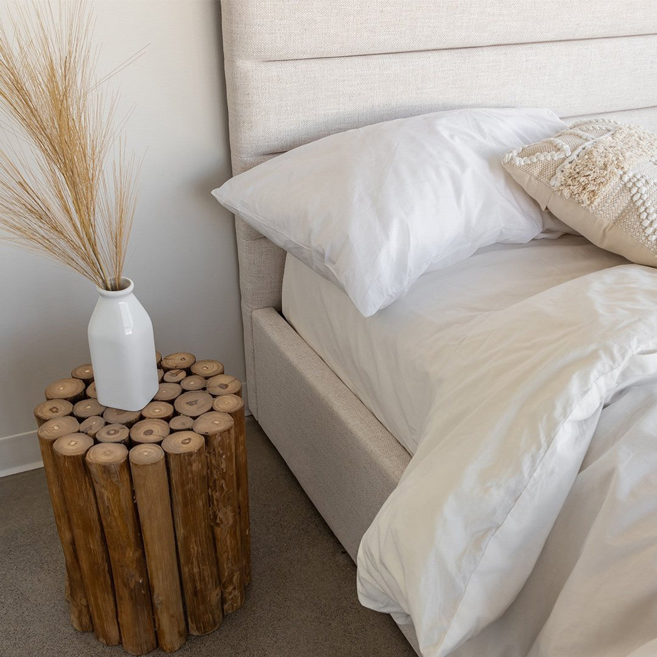 Seymour Double Bed Tall - Cream