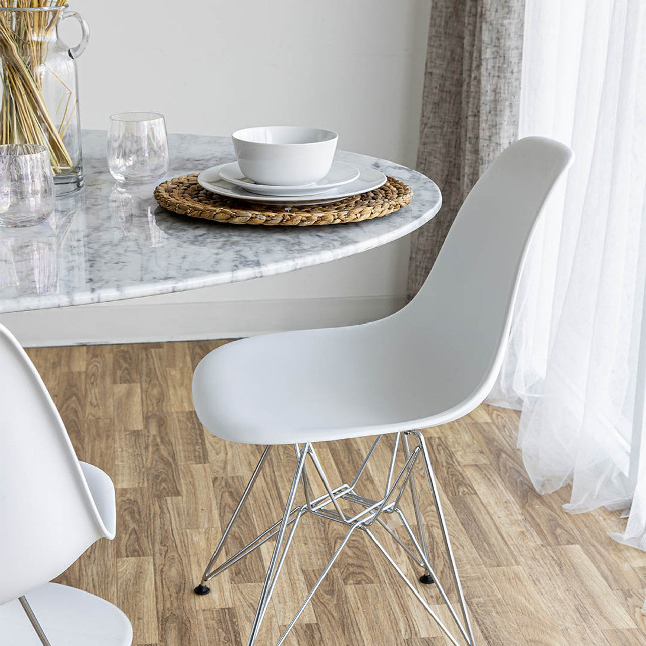 Fairview Chair - White Seat Chrome Base