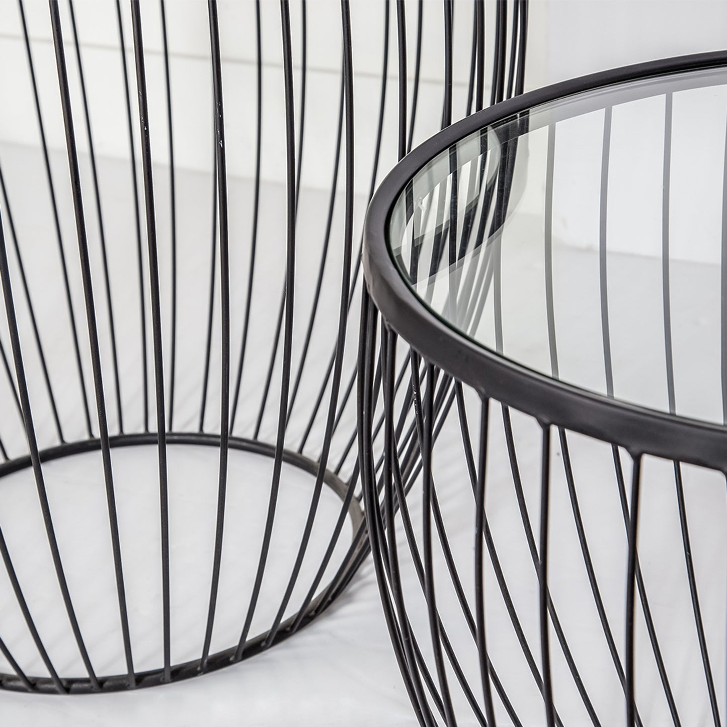 Capilano Glass Tables - Matte Black (Set of 2)