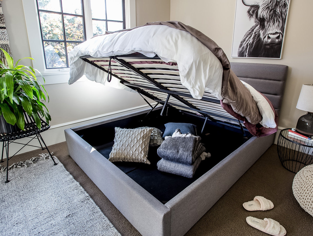 Seymour Double Storage Bed - Greige