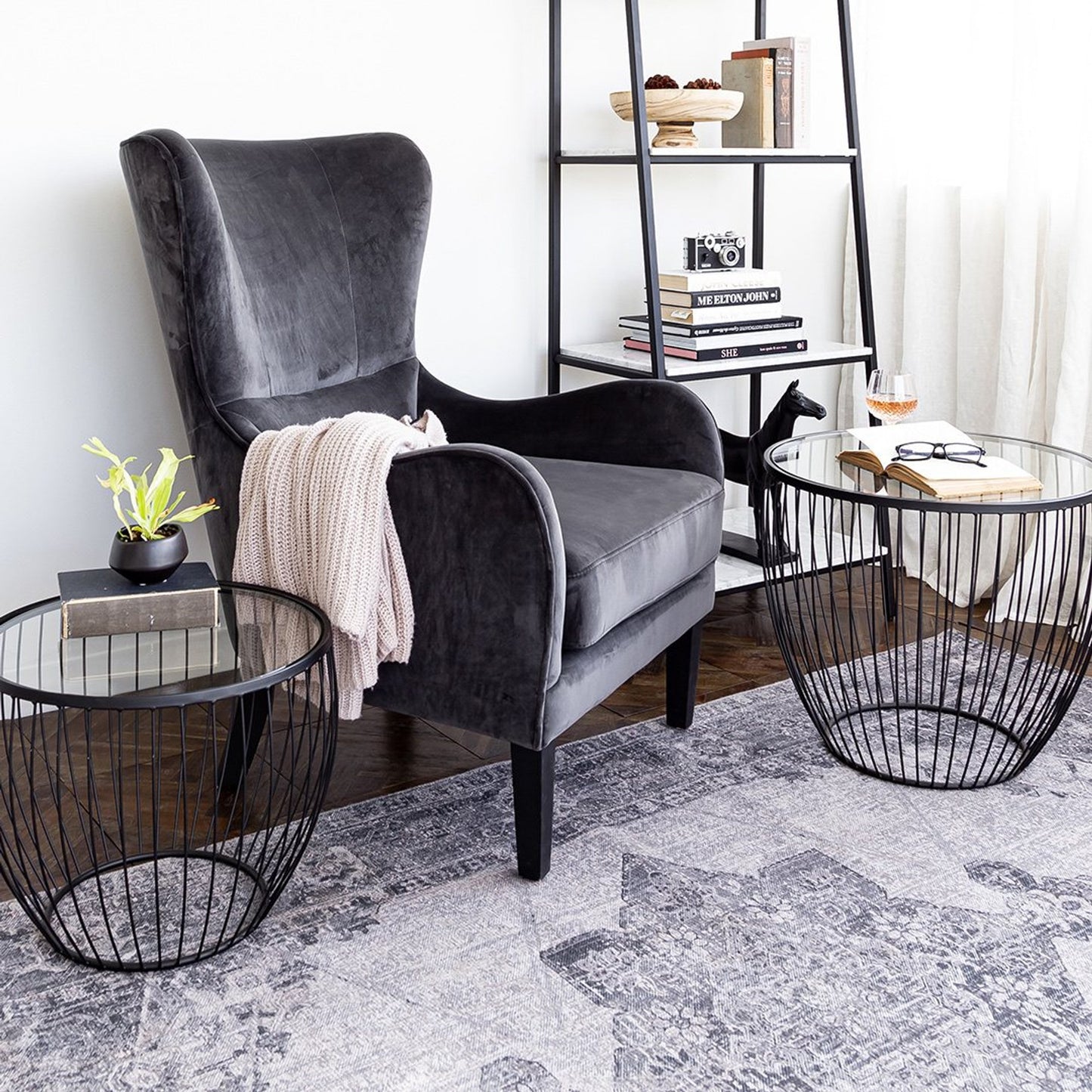 Capilano Glass Tables - Matte Black (Set of 2)