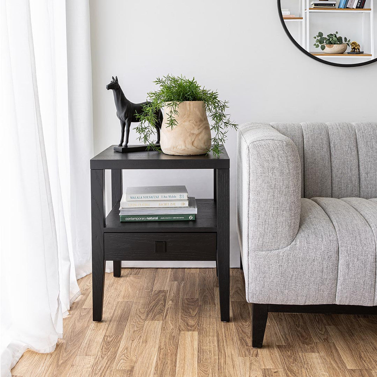 Sunset Drawer Accent Table - Black