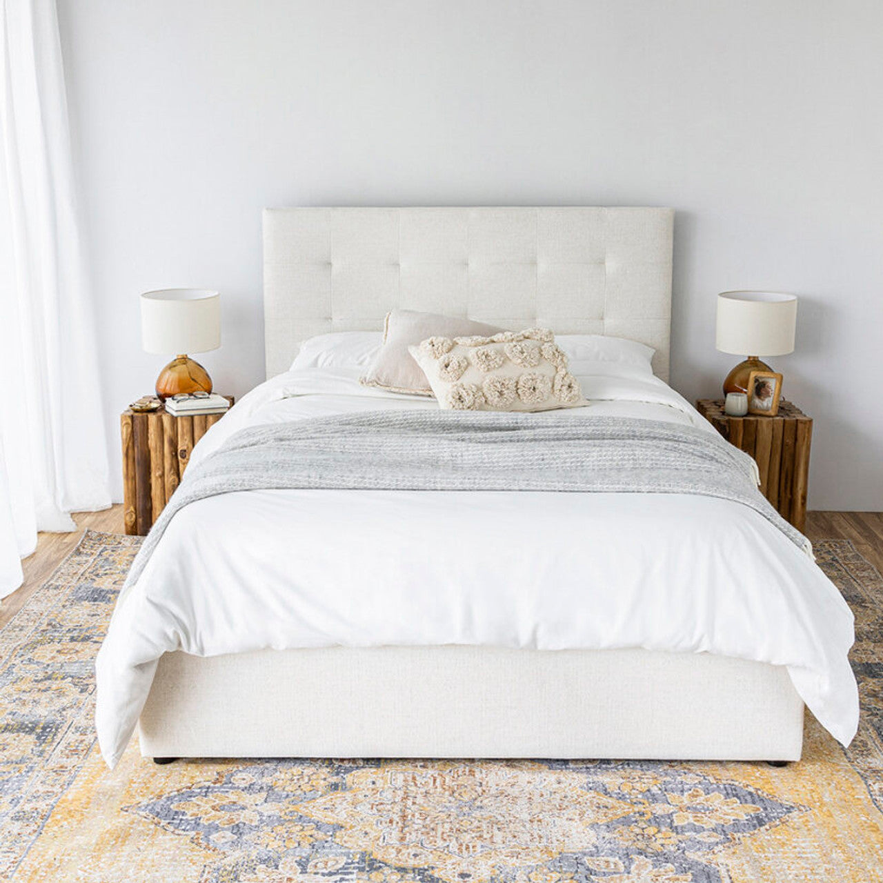 Jericho Double Storage Bed - Cream