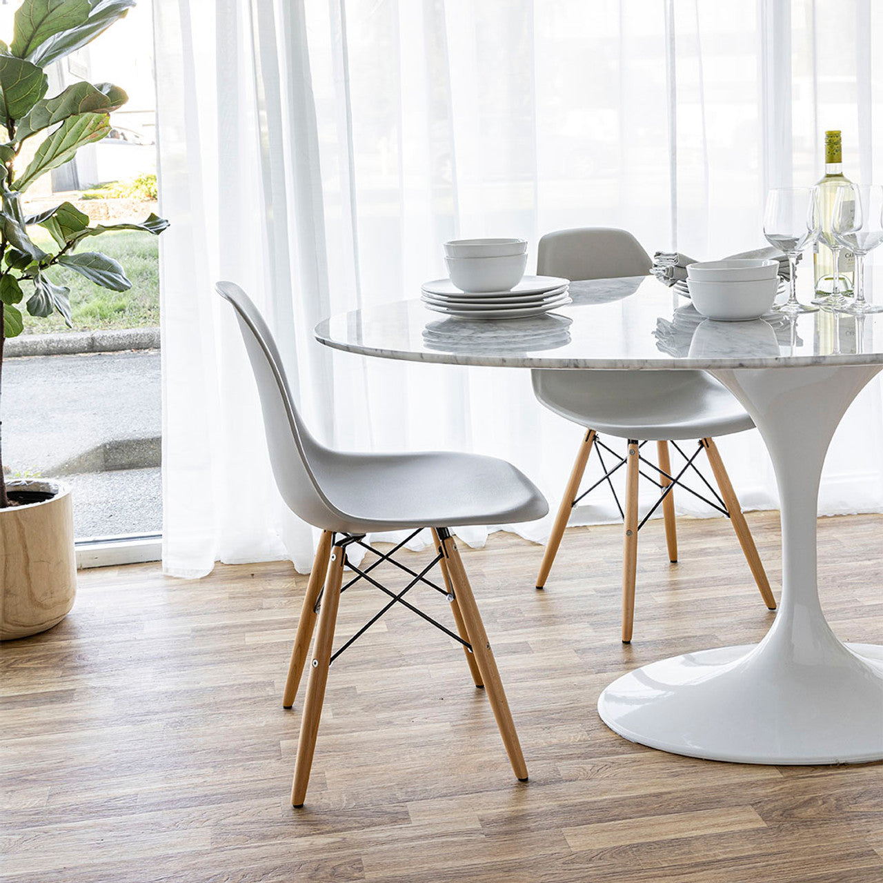 Fairview Chair - Grey Seat Wood Base