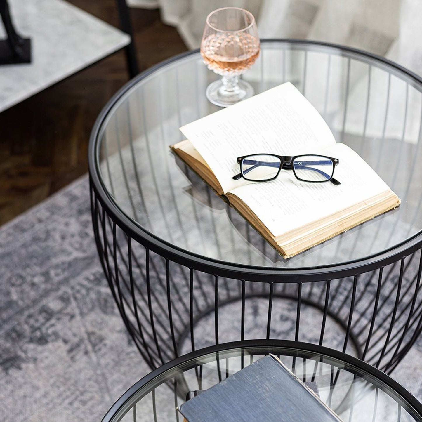 Capilano Glass Tables - Matte Black (Set of 2)
