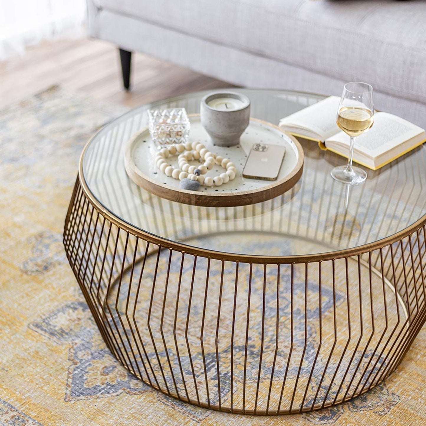 Capilano Wire Coffee Table - Light Gold