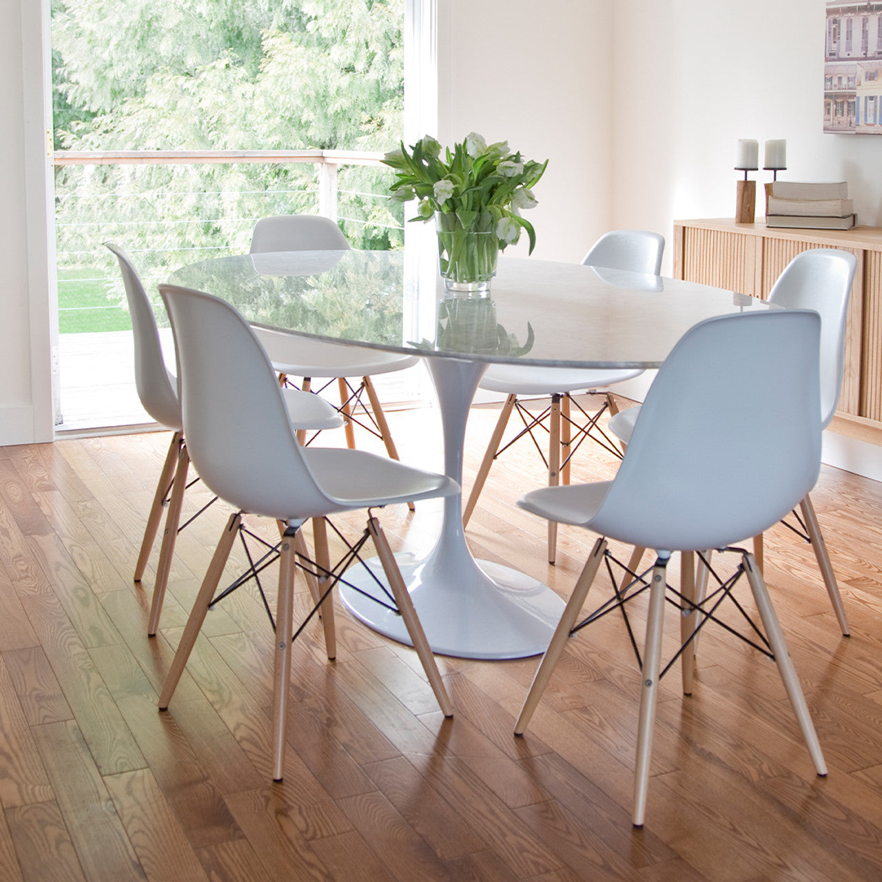 Fairview Chair - White Seat Wood Base