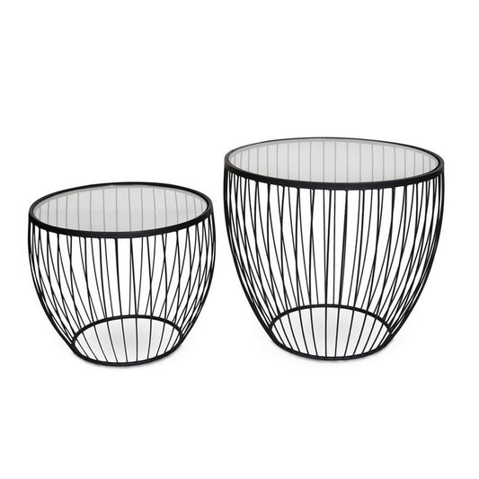 Capilano Glass Tables - Matte Black (Set of 2)