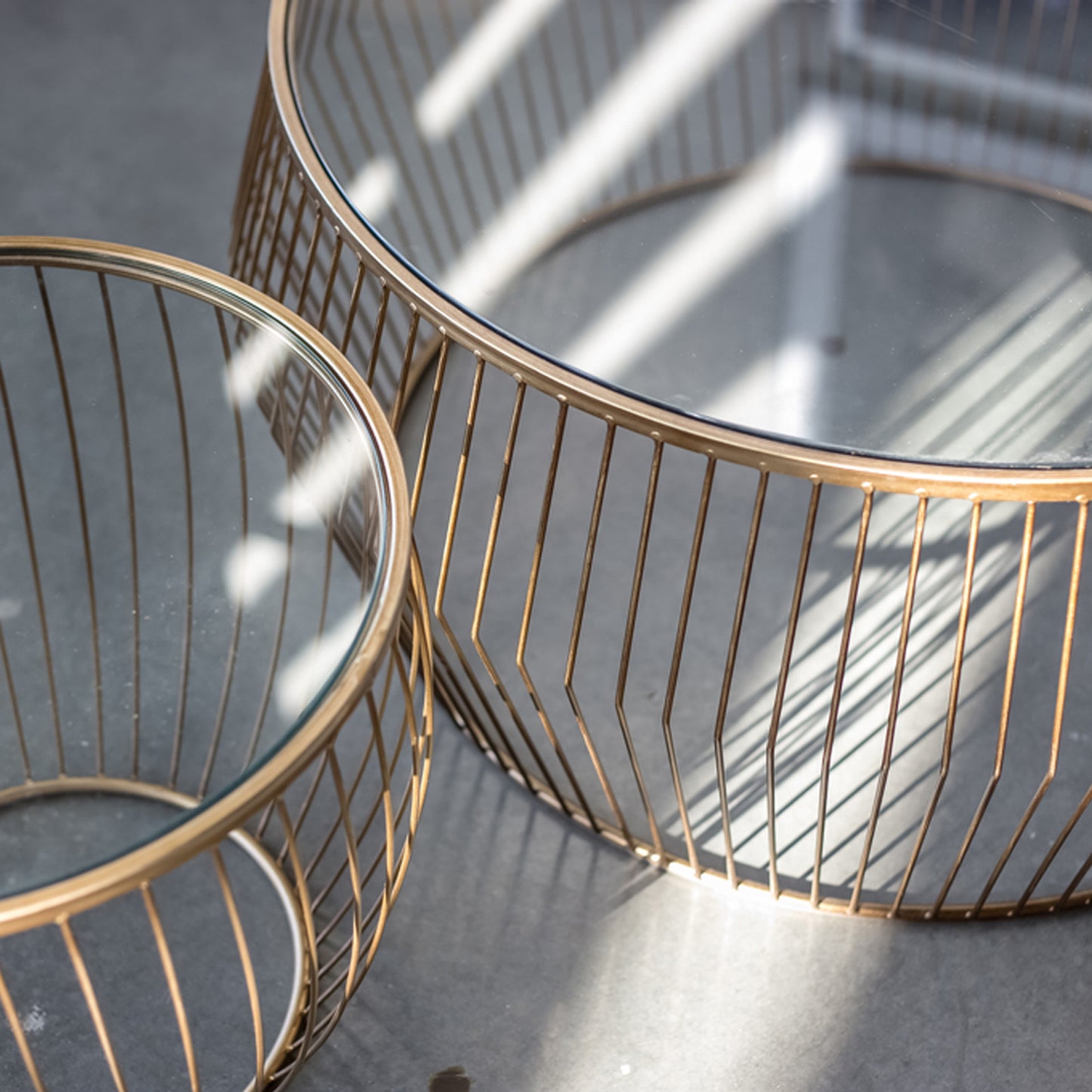 Capilano Glass Tables - Gold (Set of 2)