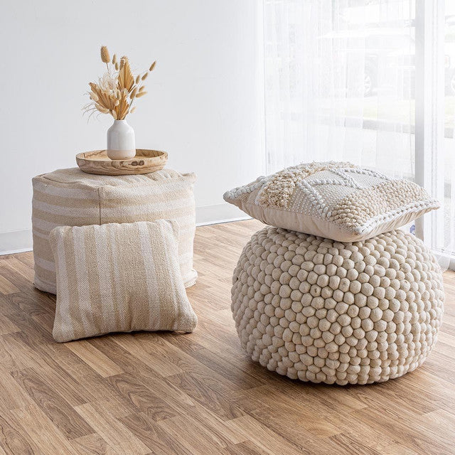 Kerrisdale Pebble Pouf - Cream